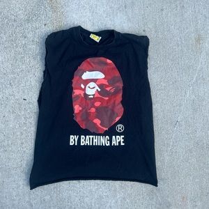 A Bathing Ape Black and Red Graphic Tee